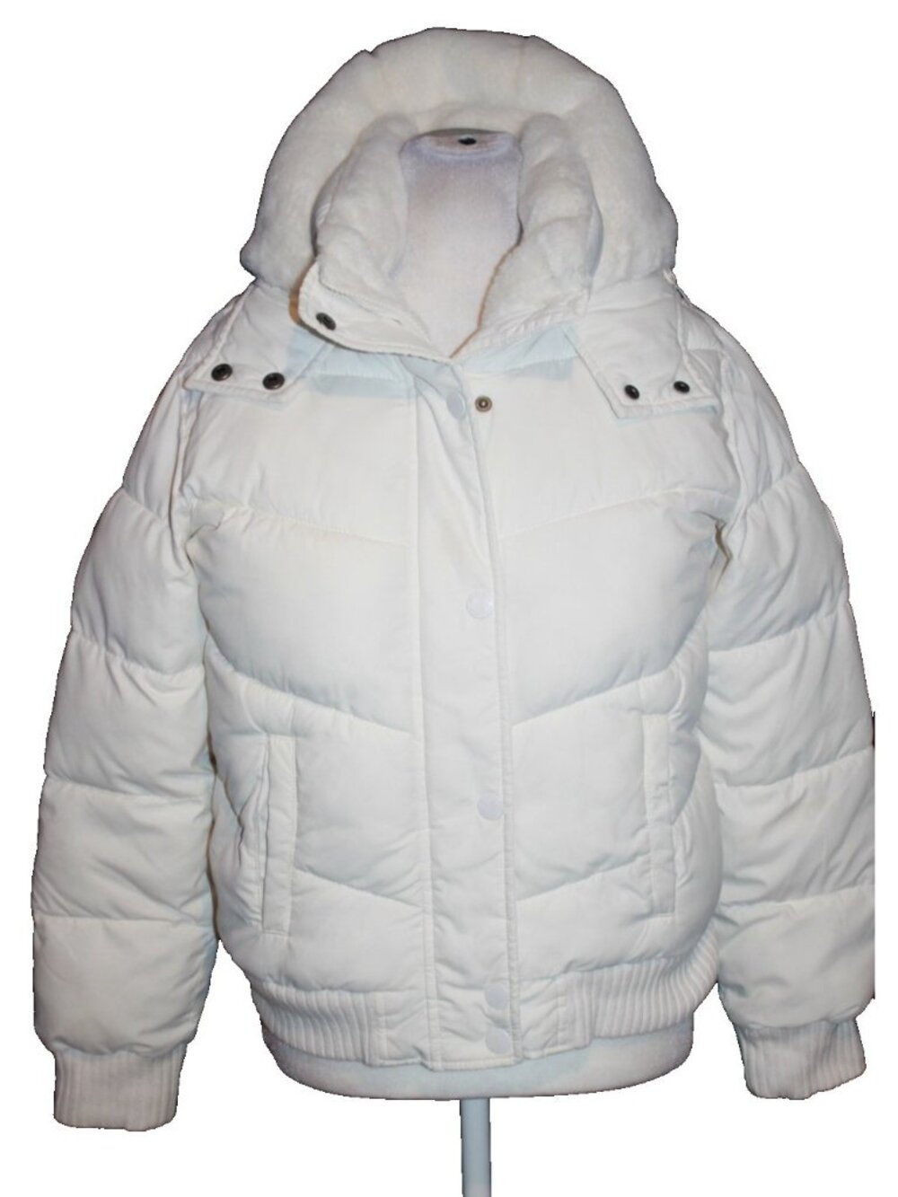 Abercrombie & Fitch Winter White Faux Fur Lined & Hood Puffer Jacket Size 13/14